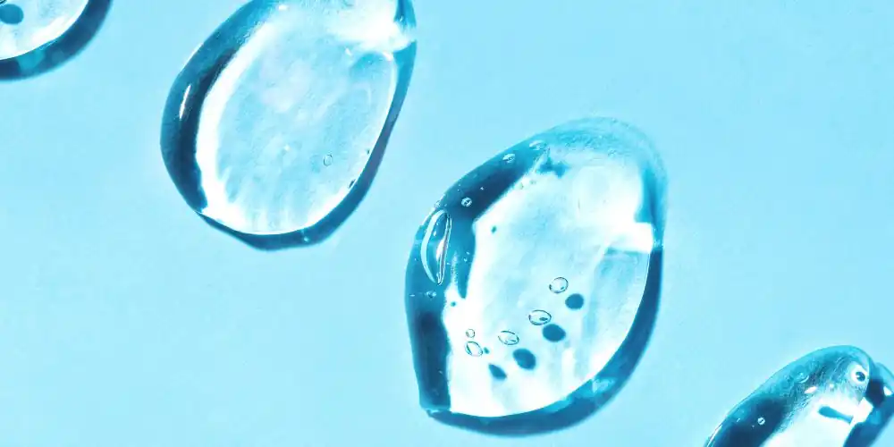 Drops of water on a blue background